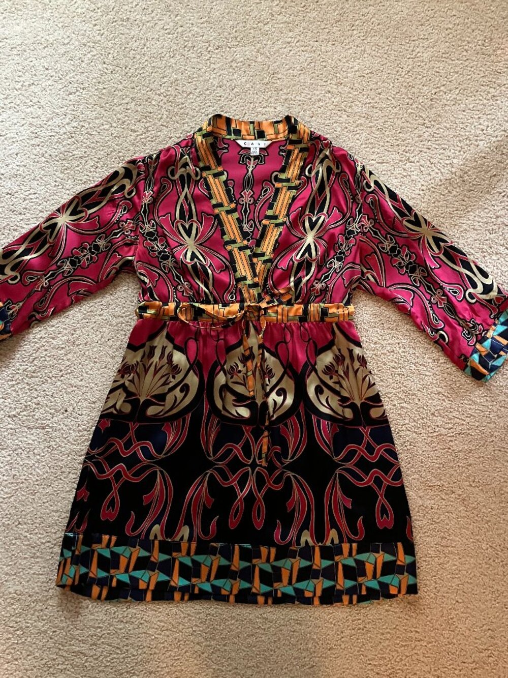 CAbi Tunic, Size XS, Hot Pink/Black/Multi